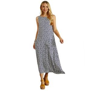 Ditsy Floral Print Dress, Casual Sleeveless Summer Women's Maxi Dress